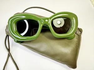 LOEWE Inflated Cat Eye Sunglasses in Green Acetate with Leather Case thumbnail 2