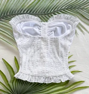 Small white strapless eyelet top thumbnail 2
