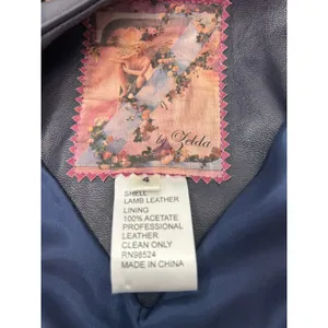 Vintage Zelda Genuine Lamb Leather Jacket Blue Violet Purple Cropped Blazer thumbnail 5