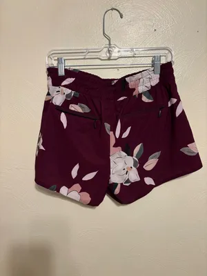 Athleta Floral Athletic Running Shorts Burgundy Pink Women’s Size 4 thumbnail 8