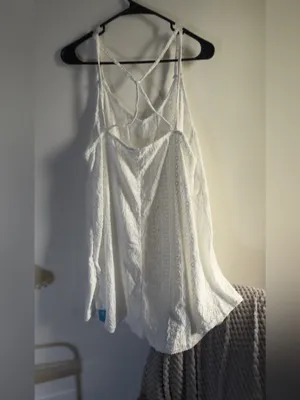 Cupshe White Lace Swim coverup with Spaghetti Straps thumbnail 2