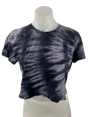 Aritzia Wilfred Free Women's Black Tie Dye Short Sleeve Crop Tee T-shirt Top M thumbnail 1