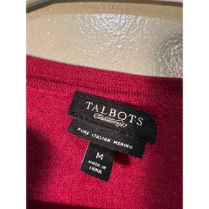 Talbots Women's Size Medium Cardigan Sweater V-Neck Pockets Deep Red Merino Wool thumbnail 9