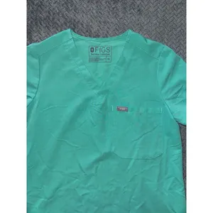 FIGS Women's Technical Collection Scrub Top‎ Green Short Sleeve Pocket Sz Xs thumbnail 3