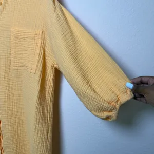 YFB Young Fabulous & Broke Women 100% Cotton‎ Shirt XS Yellow Gauze Button Down thumbnail 6