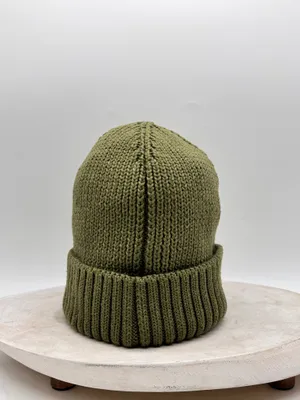 adidas Glam On Woolie Beanie Hat Olive Green Ribbed Cuff Knit Cap NWOT thumbnail 3