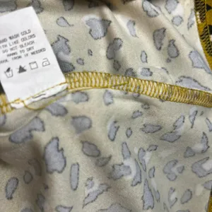 Melloday Leopard Print Blouse Womens Large Mustard Yellow V-Neck Puff Sleeve Top thumbnail 6