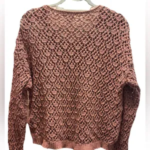 Artelier Nicole Miller Crochet Terracotta Sweater thumbnail 2