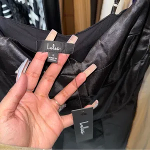 Lulus Something To Celebrate Black Satin A-Line Midi Dress With Pockets thumbnail 9