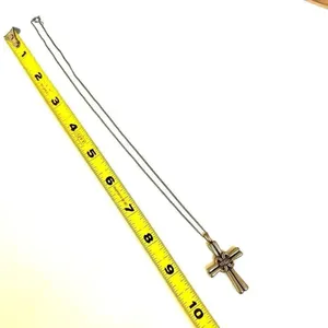 Silver gold tone cross pendant necklace thumbnail 6