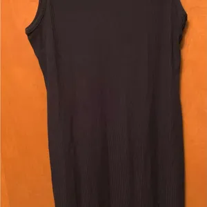 NWT Jeans Mock Neck Sleeveless Side Slit Ribbed Knit Maxi Dress SZ L thumbnail 3