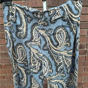 Free People Paradise Paisley Printed Linen Blend Pants Blue Combo Size Medium thumbnail 6