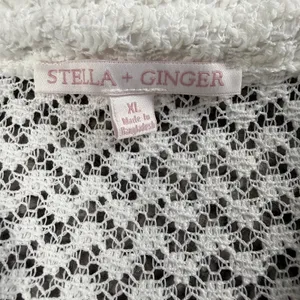 Stella+Ginger‎ Lace Crochet Pointelle Shirt Women XL Cottagecore White Button thumbnail 3