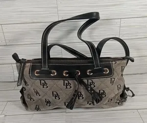 Dooney n Bourke vintage shoulder canvas leather purse black thumbnail 1