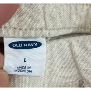 Old Navy Linen Blend Lt Beige‎ Pants Womens L Drawstring Waist Coastal Beachy Boho Casual thumbnail 7