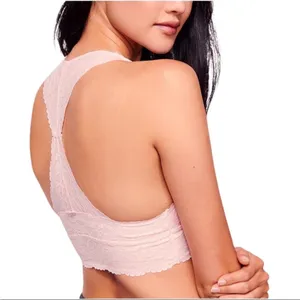 Free People Light Pink Galloon Lace Racerback Bralette thumbnail 2