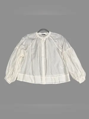 MADEWELL Ivory Button Front Blouse Lyocell Top Pleated Women’s Size Medium thumbnail 5