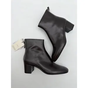 Mango Claro Chocolate Brown Mini Block Heel Leather Round Toe Ankle Boots 8.5 thumbnail 2