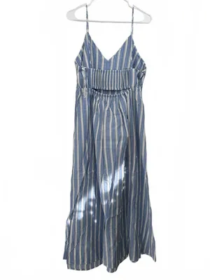 Mango 100% Cotton Cut-Out Back Striped Dress Sky Blue Stripe NWT Size XXL / 12 thumbnail 2