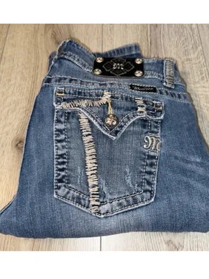 Miss me capri crop cropped blue jeans denim thumbnail 2