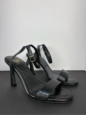 Black Heels Strappy High Heel Textured Sandals Vince Camuto thumbnail 2