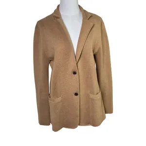 Crew Camel Cotton Sweater Blazer Patch Pockets Women's M Tan Size M thumbnail 2