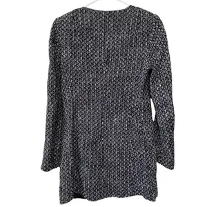 ✨Zara Classic Minimalist Tweed Blue White Zip Up Sz Medium Peacoat✨ thumbnail 7