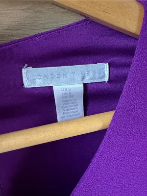 London Times Purple Twist-Front Long Sleeve Midi Dress 2 thumbnail 4