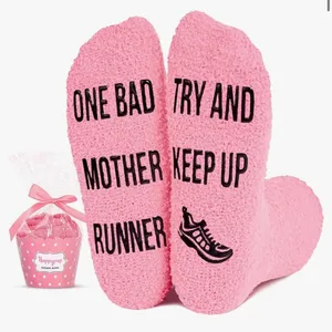Pink Running Socks One Bad Mother Runner Cupcake Gift thumbnail 1