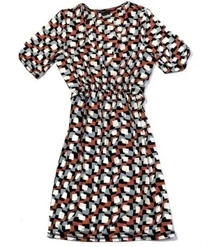 BCBGMaxAzria Geometric Print Tie Waist Dress‎ thumbnail 1