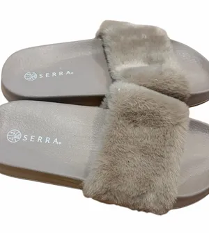 Serra Women’s Size 8 Sandals Slide Faux Fur Fuzzy Beige thumbnail 1