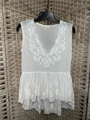Atelier max White Embroidered Sleeveless Peplum Top thumbnail 2