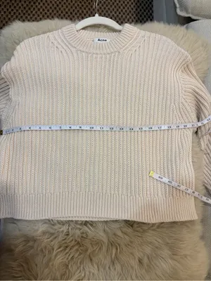 Acne Studios Ribbed Knit Sweater XS Cream Ivory Oversized Boxy Crewneck Luxury thumbnail 7