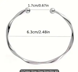 Elegant Twisted Cuff Bangle Adjustable, Simple , Chic Open Design Jewelry Gold thumbnail 4