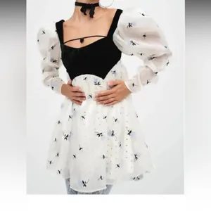 For Love and Lemons Marcella mini dress puff sleeve NWT babydoll sheer velvet thumbnail 14