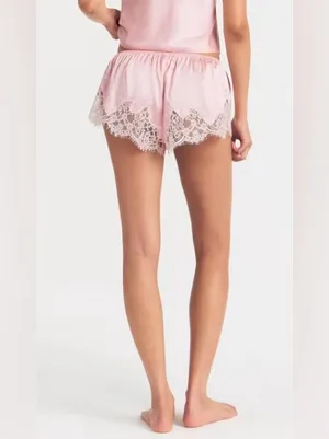Skims SILK Lace Trim Sleep Shorts Peony Tonal Pink Size XS NWT (shorts only) thumbnail 2