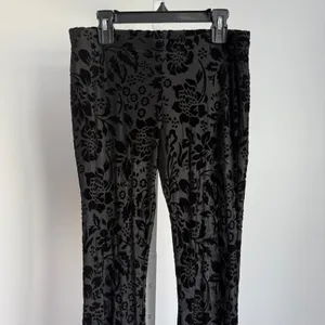 Rush Black Velvet Burnout sz S Witchy Goth Floral Bell Bottom‎ Pants Flowy Boho thumbnail 2