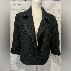 Coldwater Creek teal green boucle tweed jacket bronze metallic threads size 12 thumbnail 3