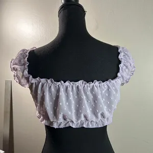 Sexy Sheer Adorable Coquette Costume Layering Textured Lavender Babydoll Cropped thumbnail 6