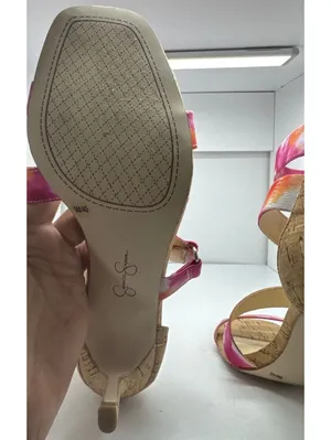 Jessica Simpson Pink Tie-Dye Strappy Cork Heel Sandals - Smo thumbnail 5