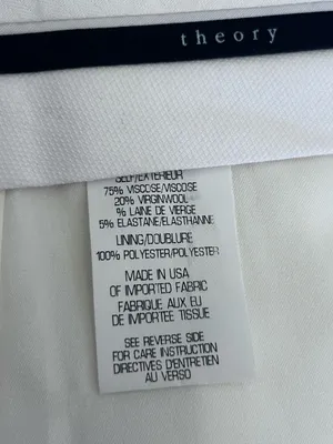 Theory White Viscose/Wool Blend Straight Leg Trouser Pants Size 0 thumbnail 4