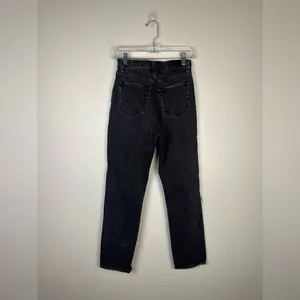 Abercrombie Black High‎ Rise Dad Straight Leg Jeans Sz 24 thumbnail 3