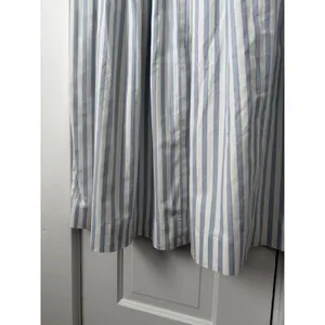 Vintage Blue White Striped Sleeveless Midi Dress Button Shoulder Drop Waist thumbnail 7