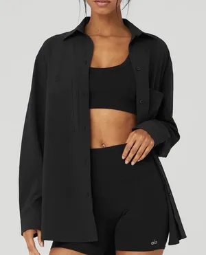 Alo Yoga Dreamscape Button Down Long Sleeve Black S thumbnail 1