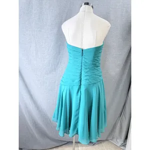 Azazie Teal Strapless Sweetheart Ruched Chiffon Mini Dress Size C‎ thumbnail 7