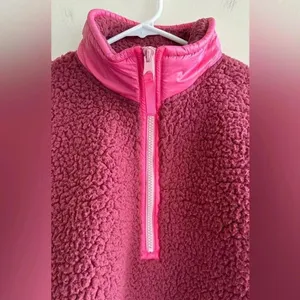 Aerie Dream Sherpa Quarter Zip Sweatshirt, Cherry Pink/Hot Pink, Size Medium thumbnail 10
