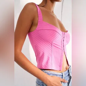 Free People Intimately Serenity Corset Cami Tank Top in Pink Women’s Size Medium thumbnail 3