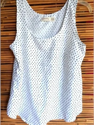 Faded Glory M Workwear White Black Dots Tank Top thumbnail 1