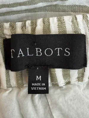 Talbots Linen Green and White Midi A-Line Skirt with Tie Front Size Medium thumbnail 7