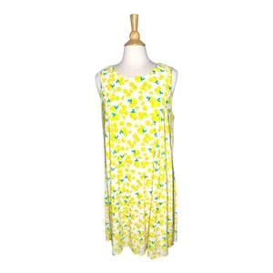 Pappagallo Shift Dress Womens XL Yellow‎ Lemon Print Sleeveless Summer Mini thumbnail 6